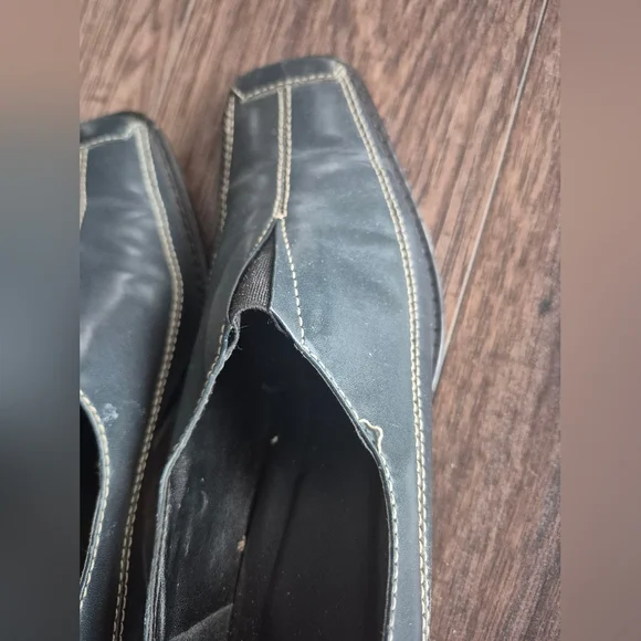 Elegant Blue Black Square Toe Block Heel 6B - Picture 9 of 11